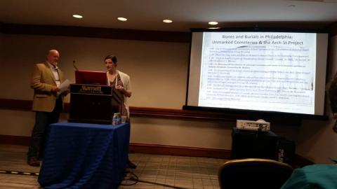 Doug Mooney and Kim Moran introduce the Arch Street Project at the 2018 Meeting for the Society for American Archaeology Arch Street Project at the SAA Conference